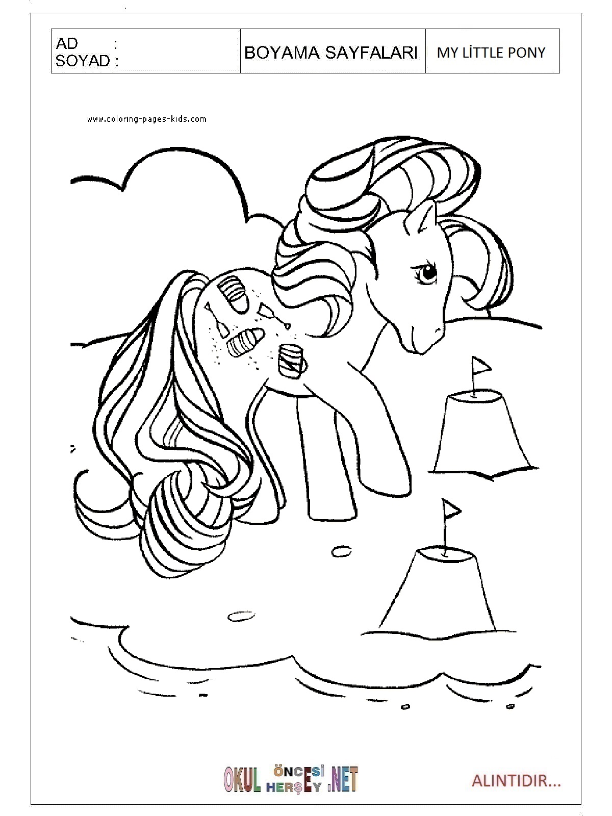 Çocuklar İçin My Little Poni Boyama Sayfaları 