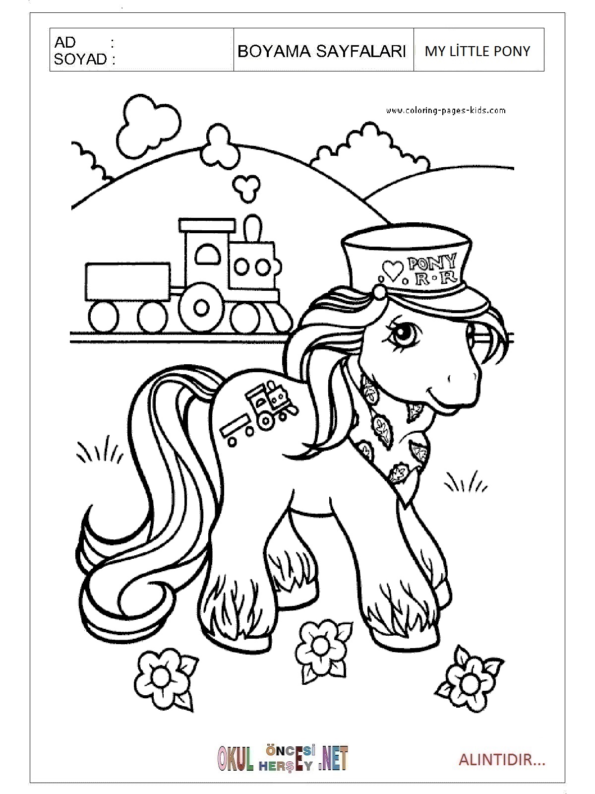 Çocuklar İçin My Little Poni Boyama Sayfaları 