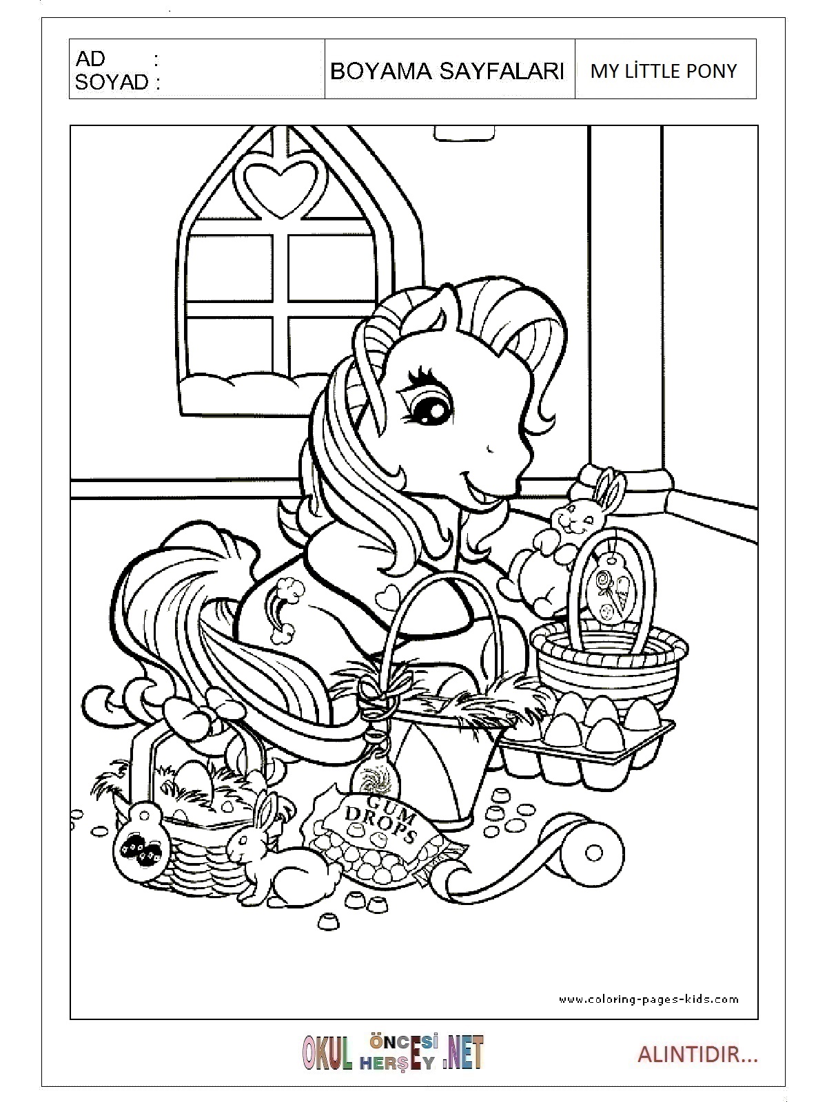 Çocuklar İçin My Little Poni Boyama Sayfaları 