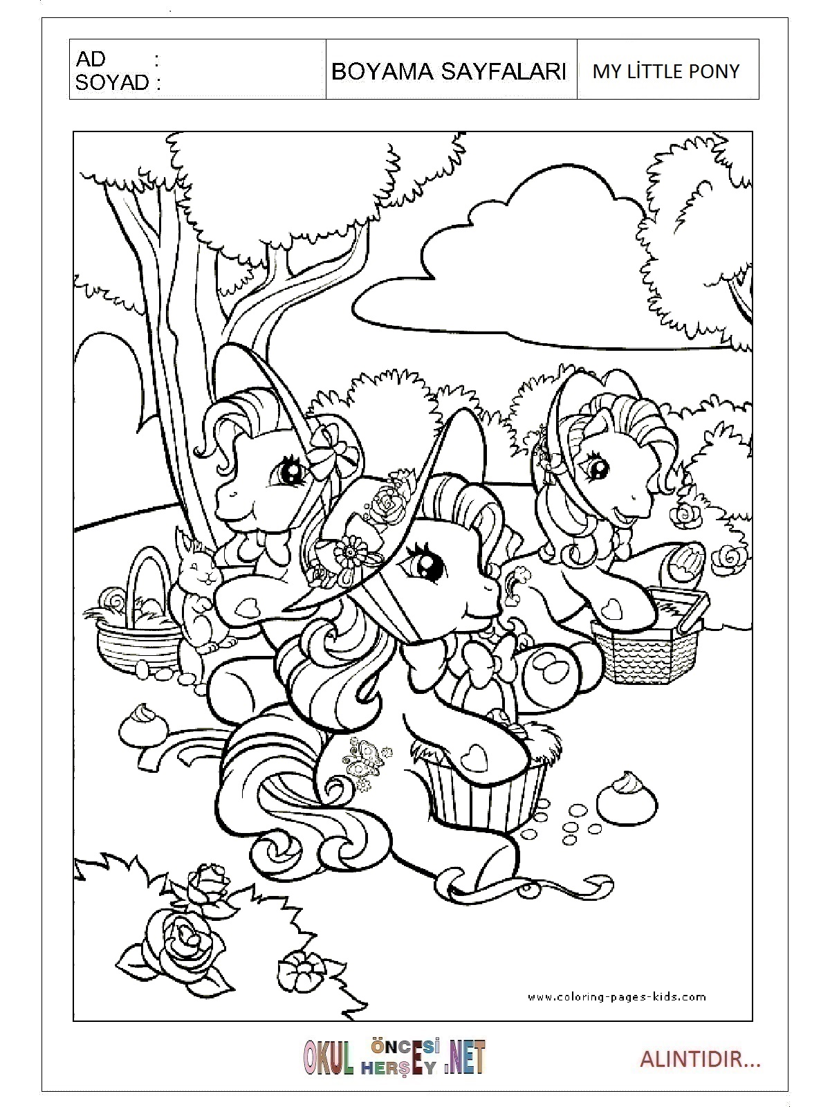 Çocuklar İçin My Little Poni Boyama Sayfaları 