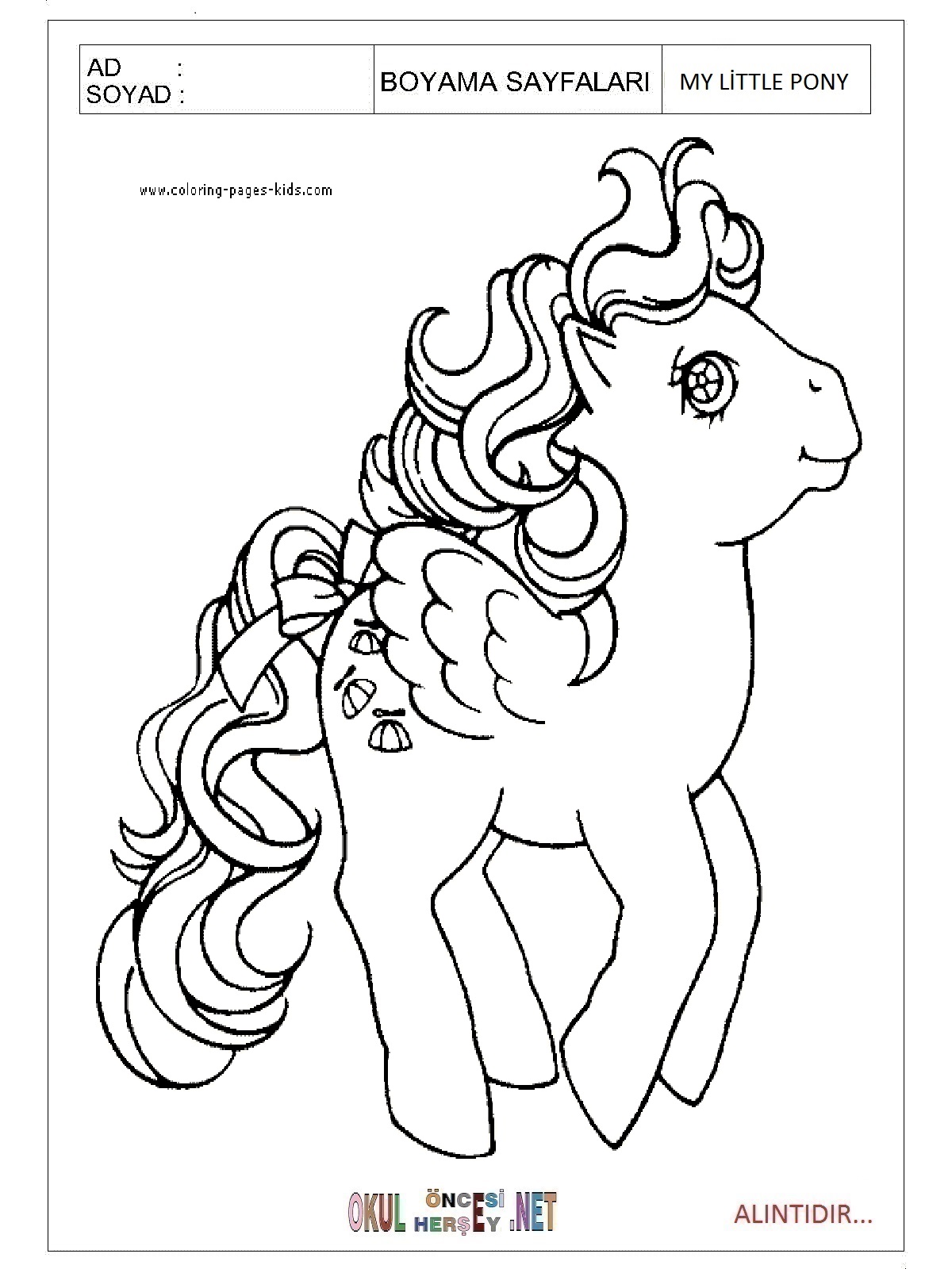 Çocuklar İçin My Little Poni Boyama Sayfaları 