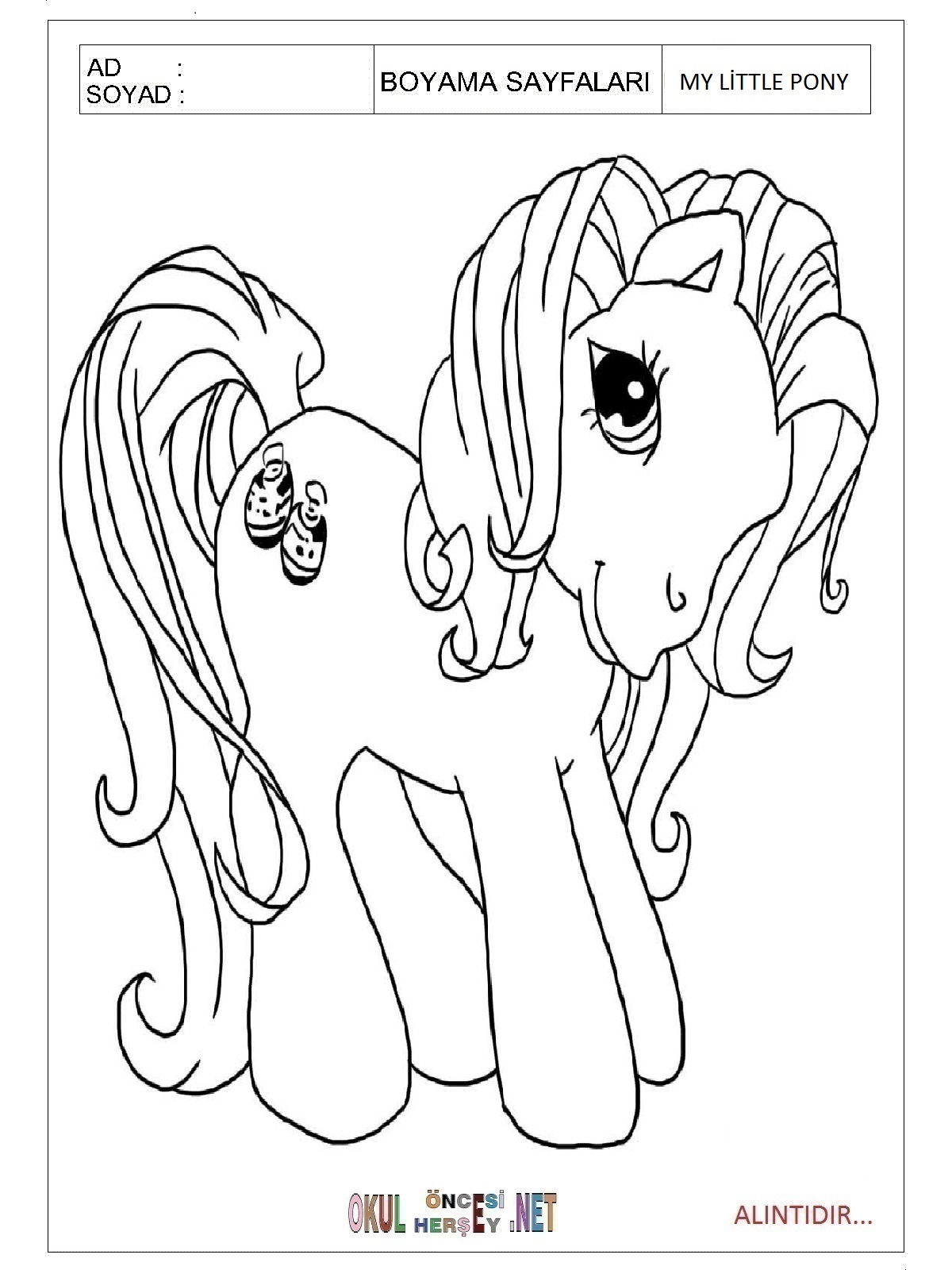 Çocuklar İçin My Little Poni Boyama Sayfaları 