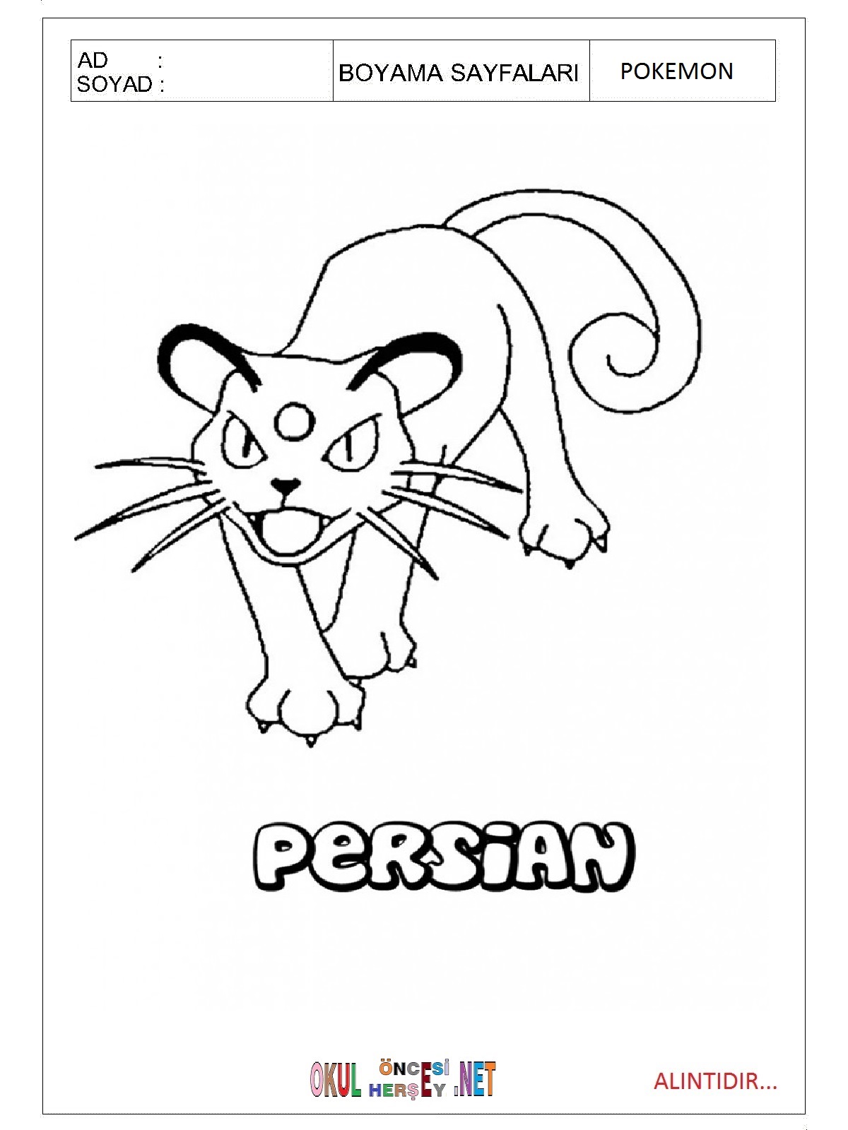 Çocuklar İçin Pokemon Boyama Sayfaları 