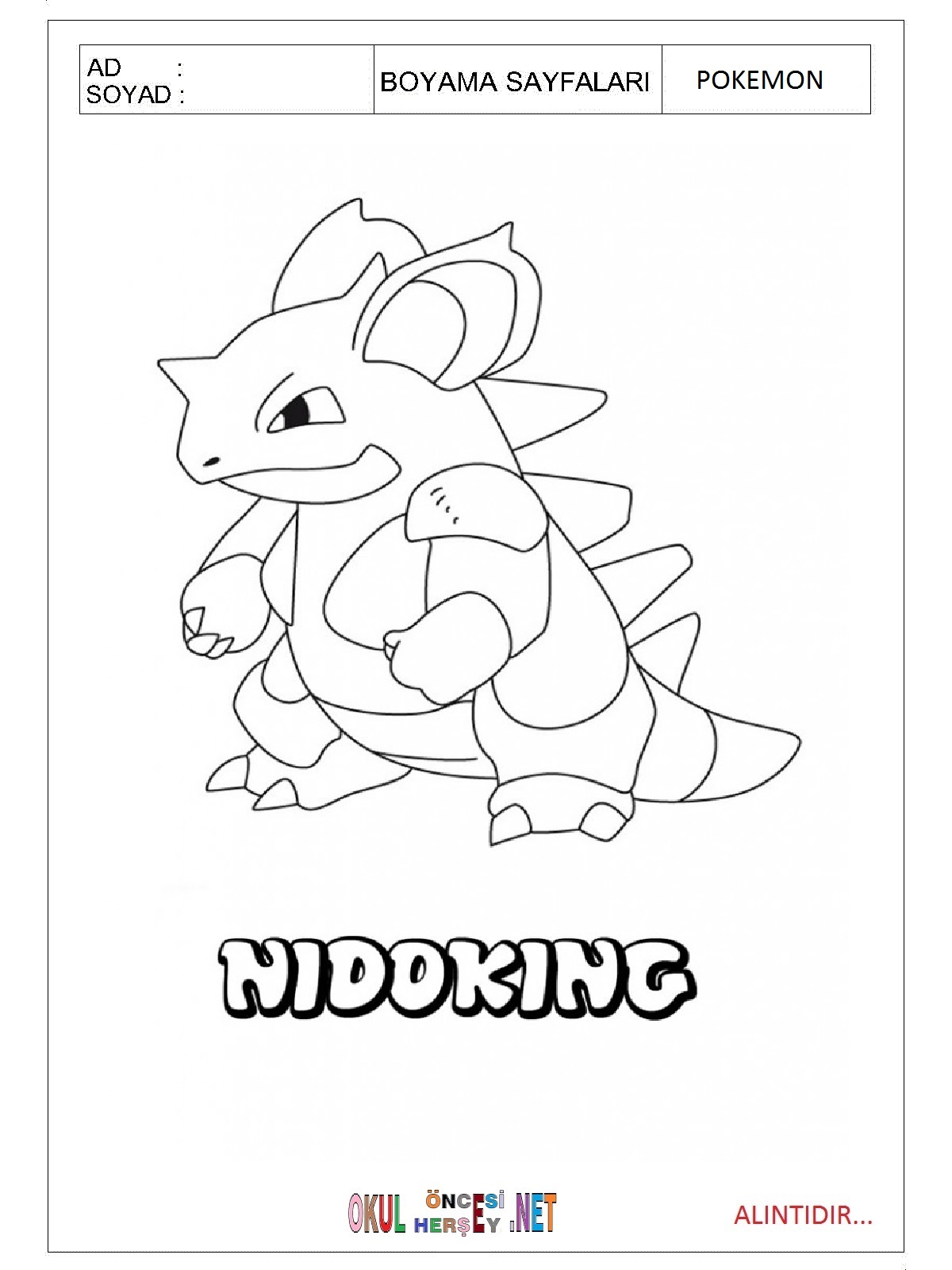 Çocuklar İçin Pokemon Boyama Sayfaları 