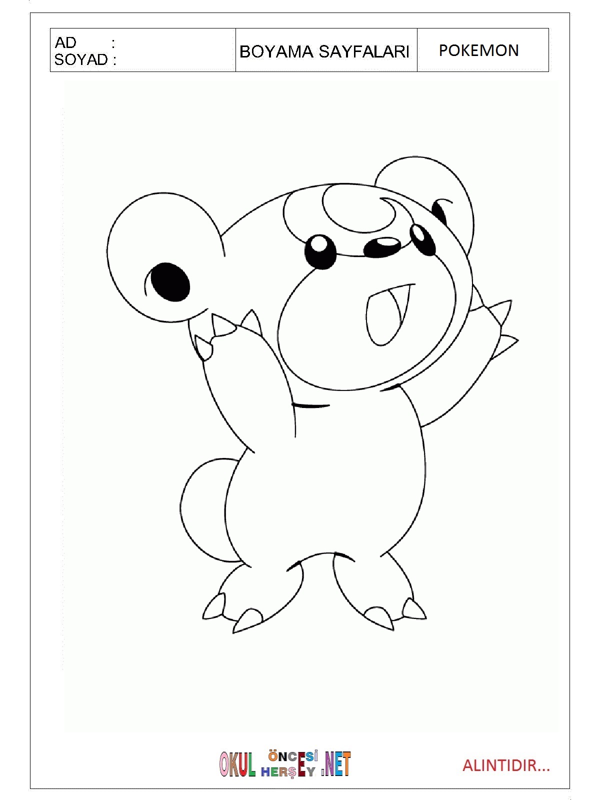 Çocuklar İçin Pokemon Boyama Sayfaları 