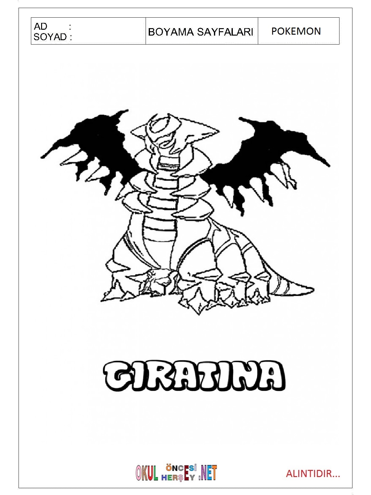 Çocuklar İçin Pokemon Boyama Sayfaları 