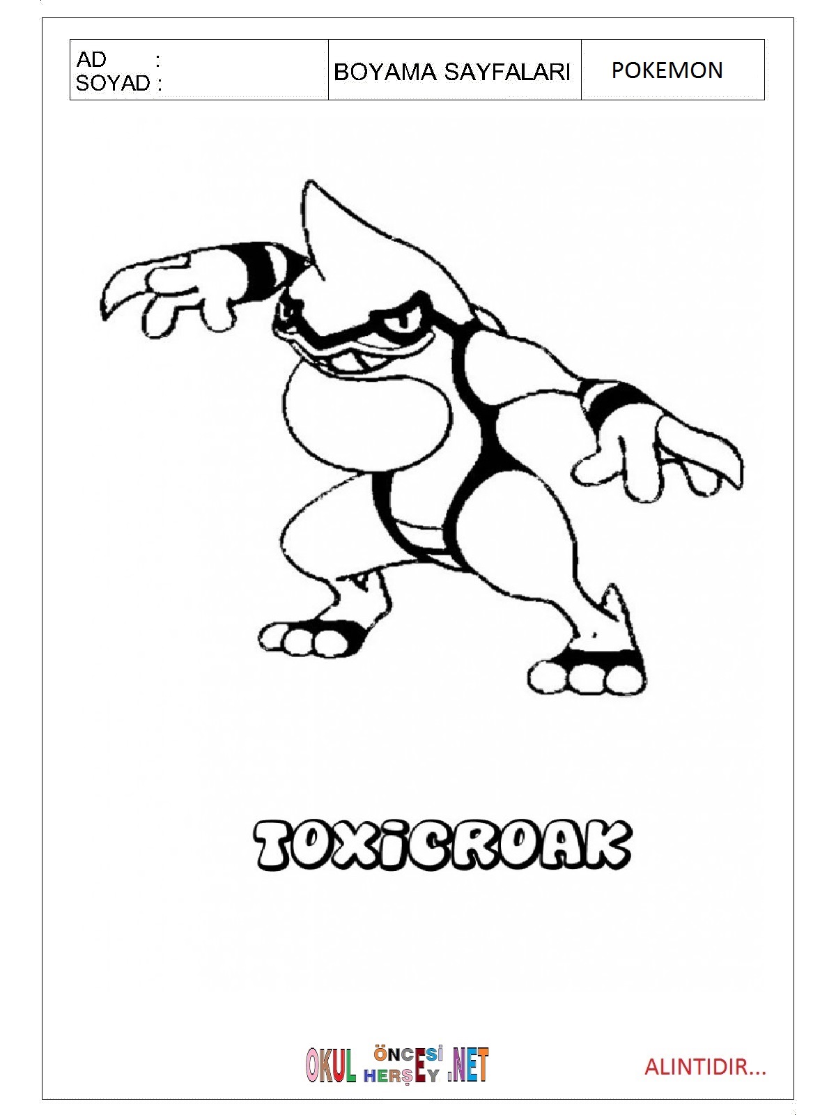 Çocuklar İçin Pokemon Boyama Sayfaları 