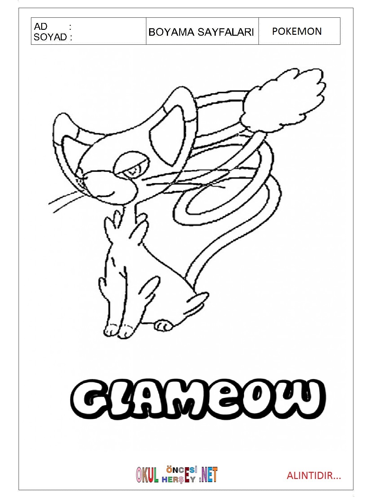 Çocuklar İçin Pokemon Boyama Sayfaları 