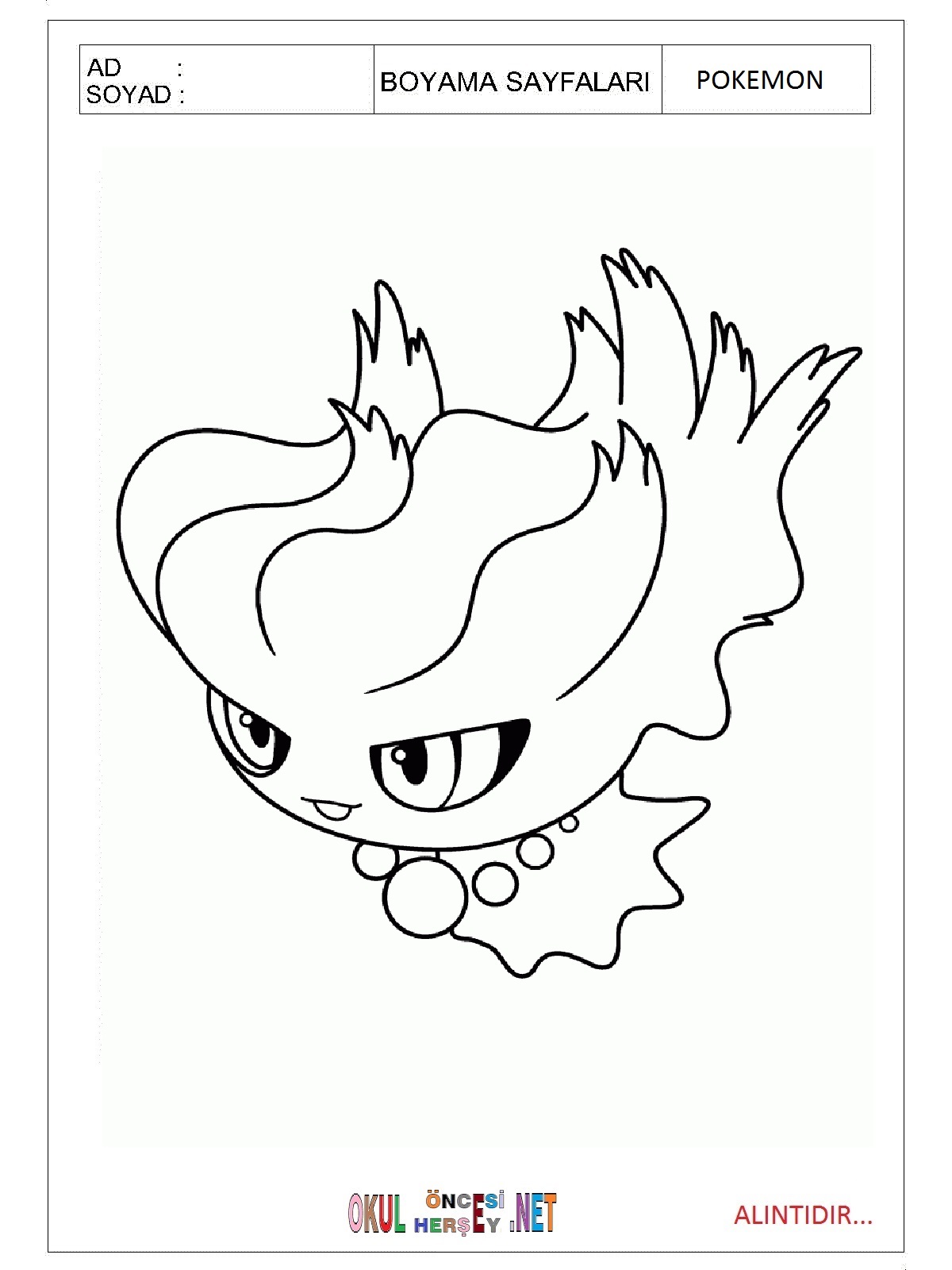 Çocuklar İçin Pokemon Boyama Sayfaları 