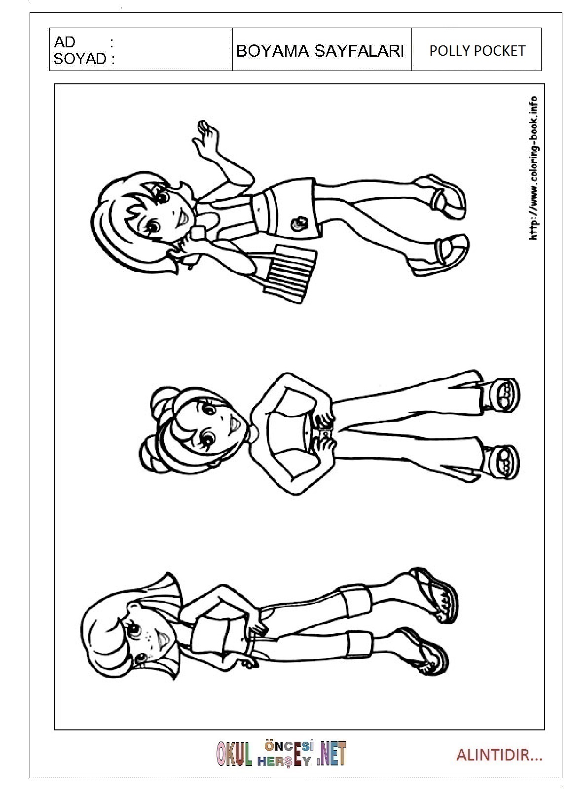 Çocuklar İçin Polly Pocket Boyama Sayfaları 