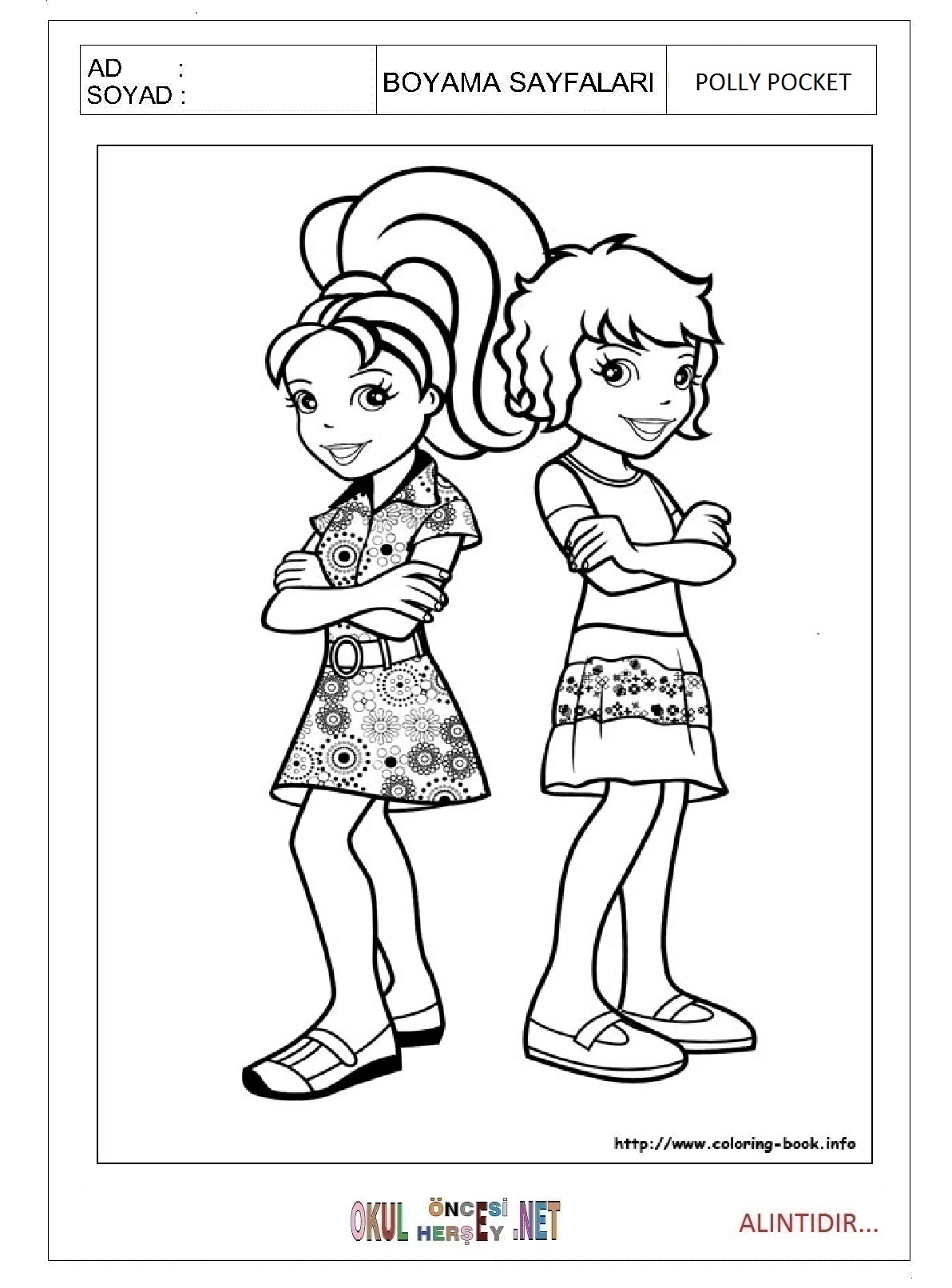 Çocuklar İçin Polly Pocket Boyama Sayfaları 