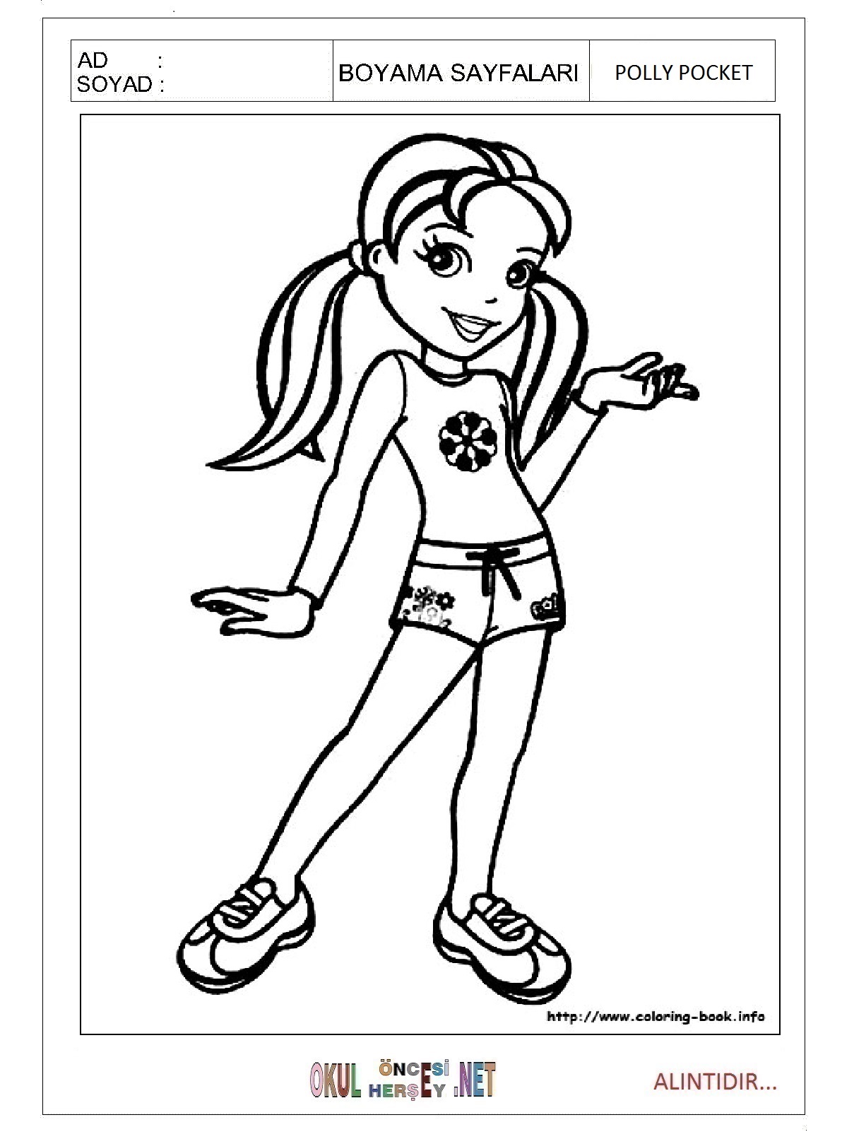 Çocuklar İçin Polly Pocket Boyama Sayfaları 