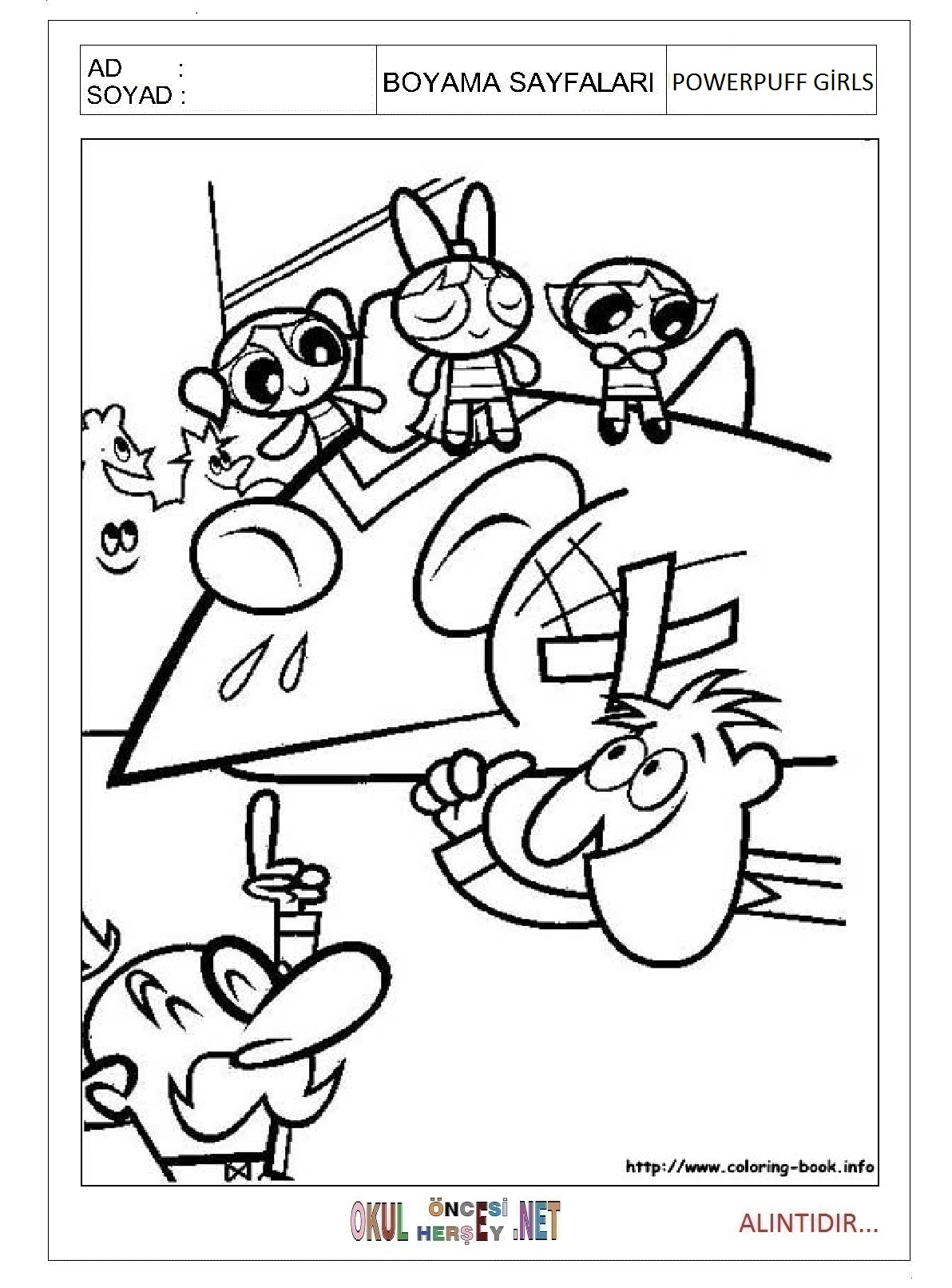 Çocuklar İçin Powerpuff Girls Boyama Sayfaları 