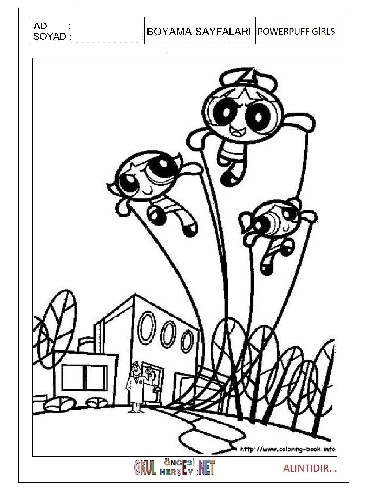 Çocuklar İçin Powerpuff Girls Boyama Sayfaları 