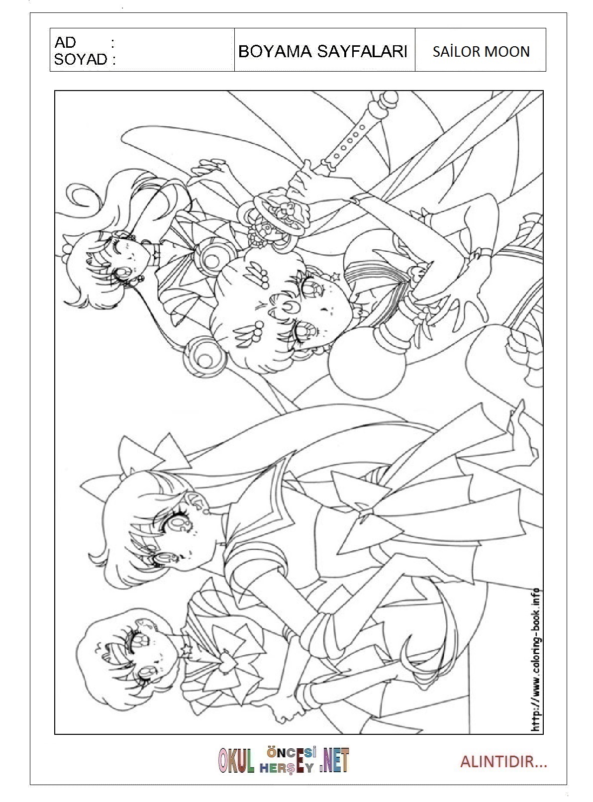 Çocuklar İçin Sailor Moon Boyama Sayfaları 