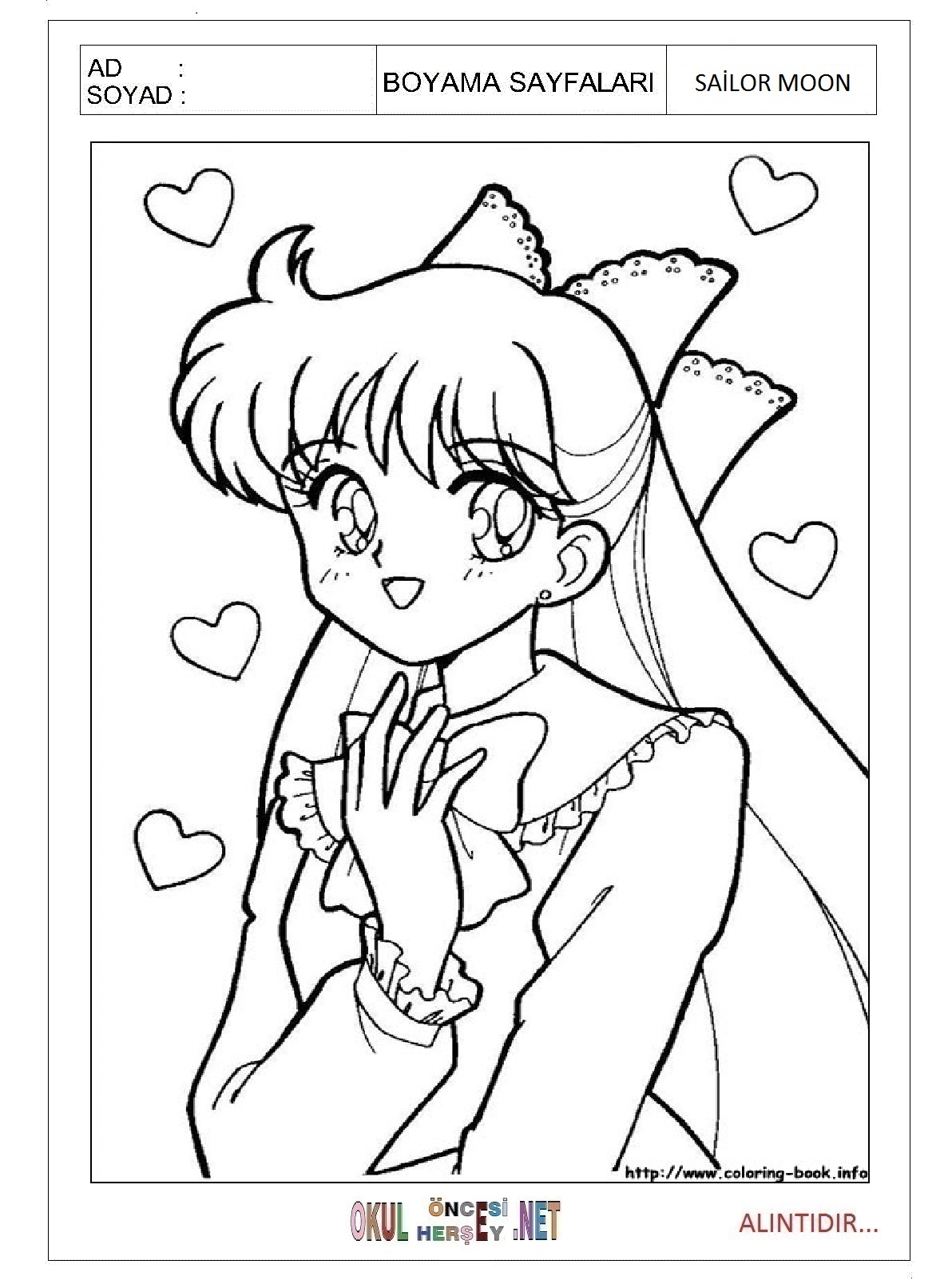 Çocuklar İçin Sailor Moon Boyama Sayfaları 