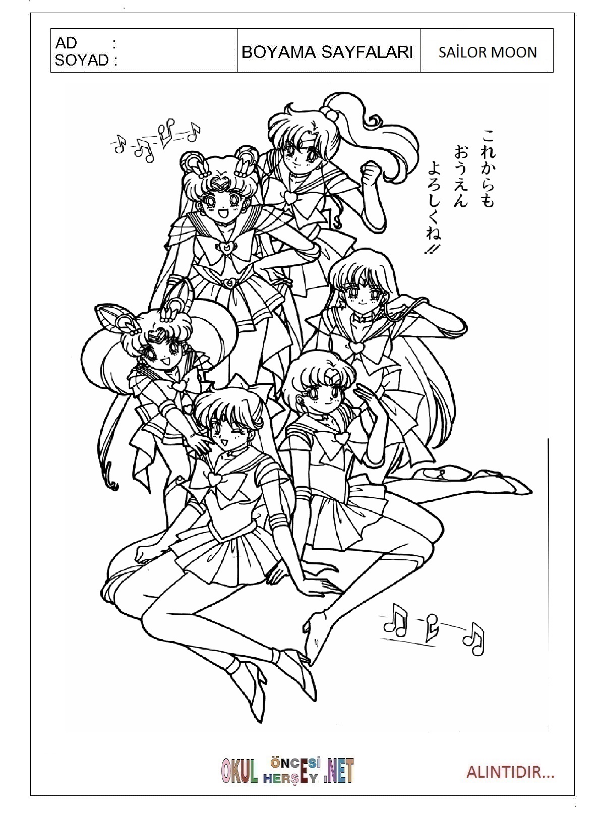 Çocuklar İçin Sailor Moon Boyama Sayfaları 