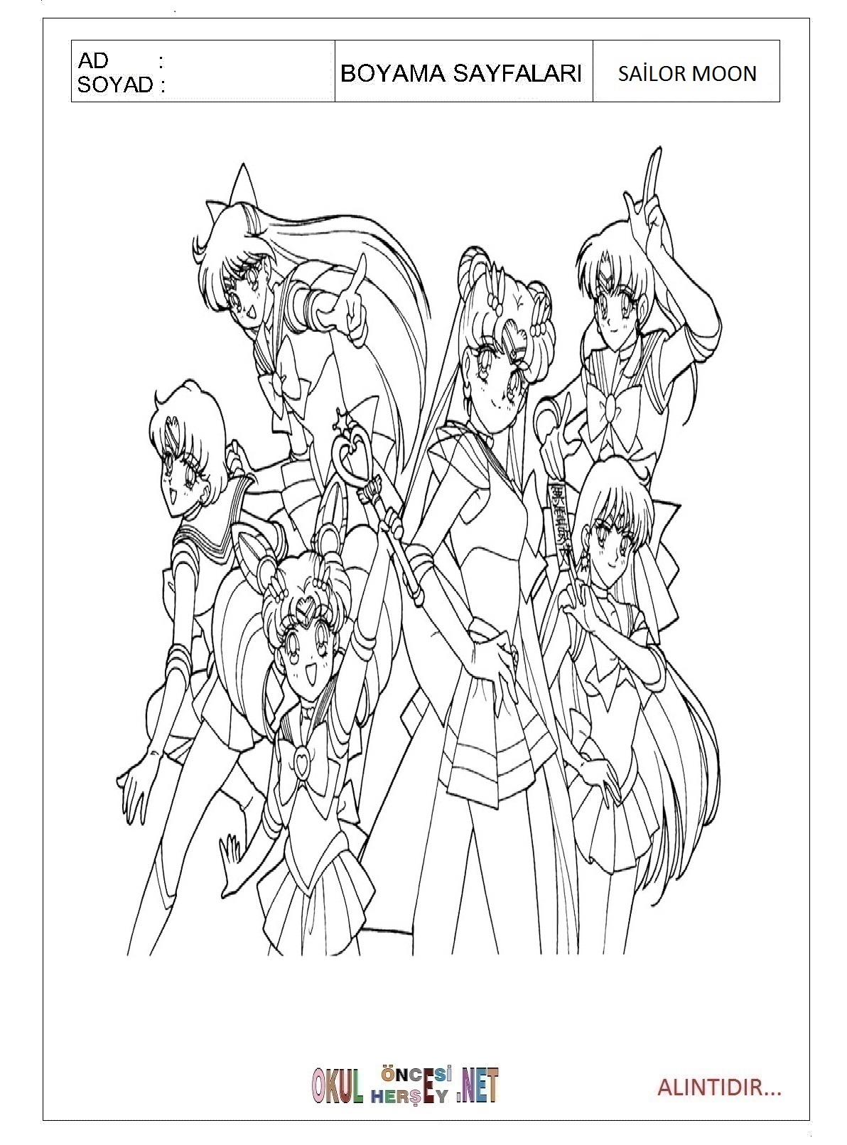 Çocuklar İçin Sailor Moon Boyama Sayfaları 