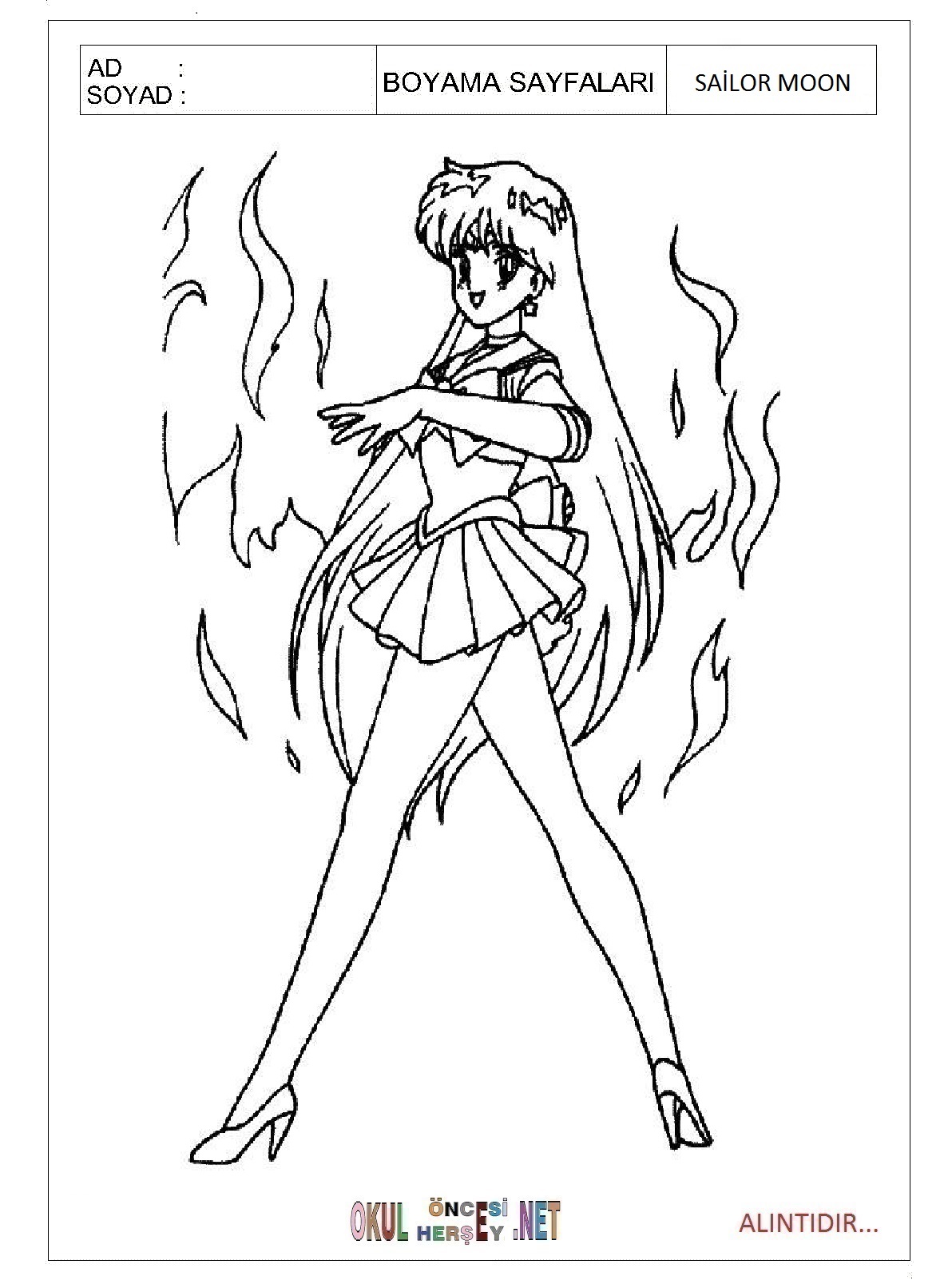 Çocuklar İçin Sailor Moon Boyama Sayfaları 