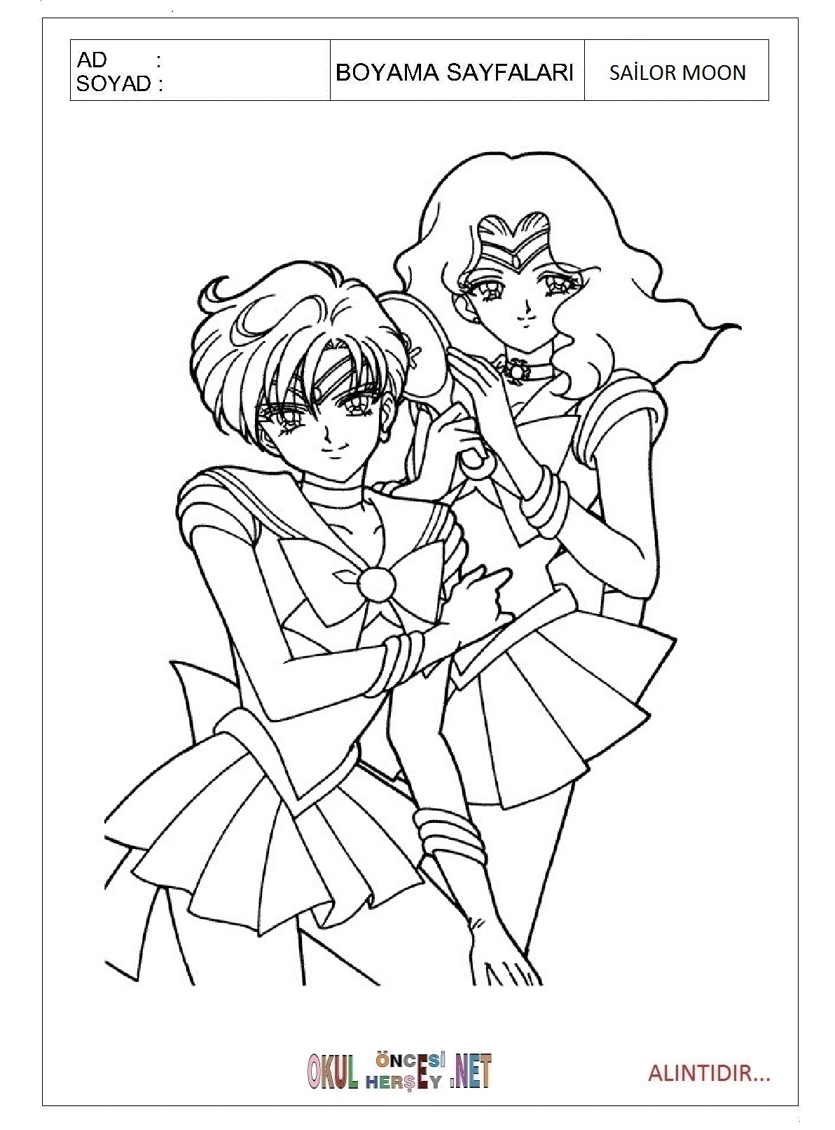 Çocuklar İçin Sailor Moon Boyama Sayfaları 