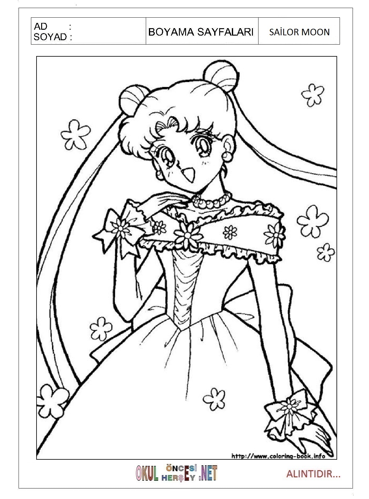 Çocuklar İçin Sailor Moon Boyama Sayfaları 