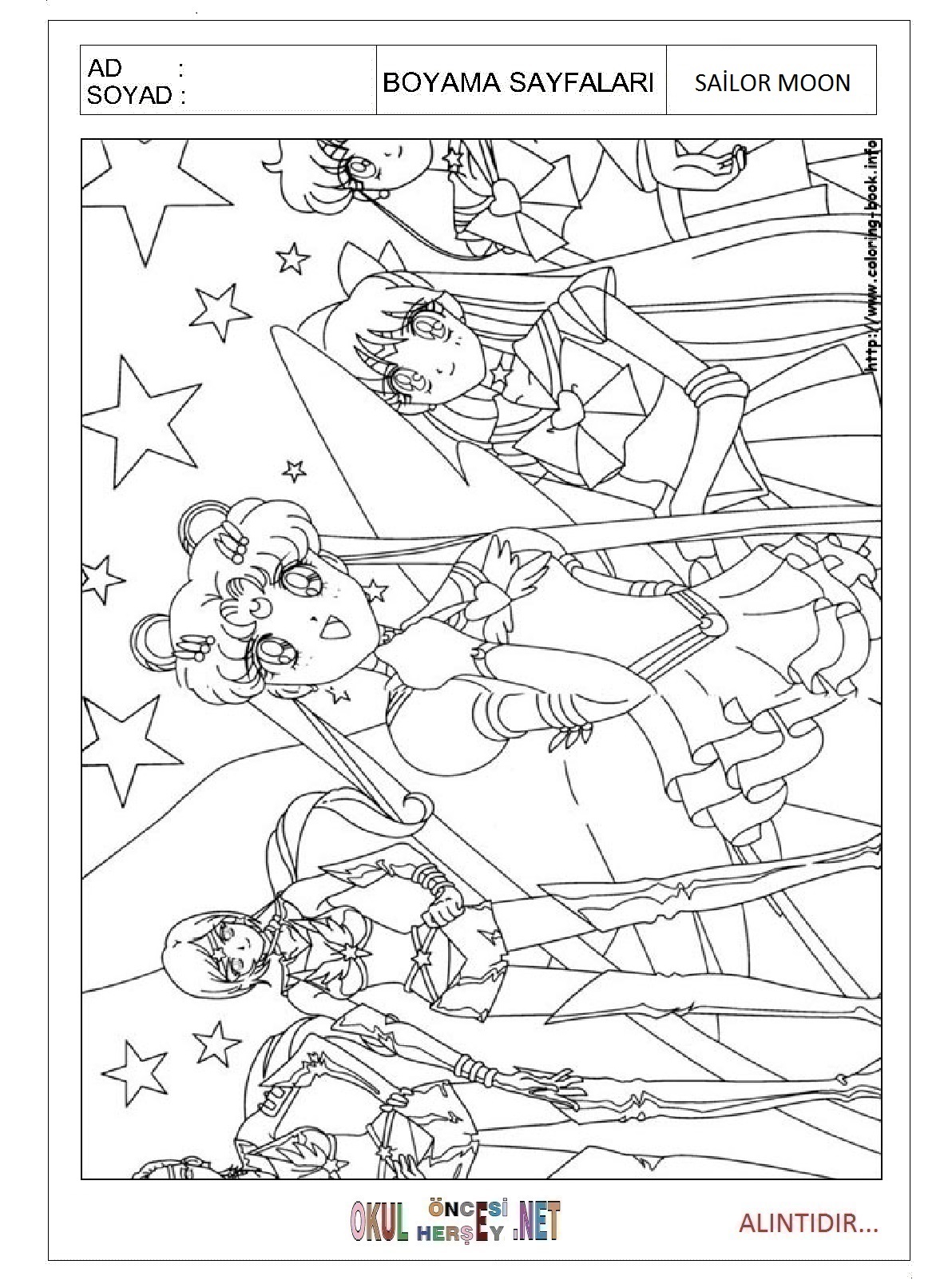 Çocuklar İçin Sailor Moon Boyama Sayfaları 