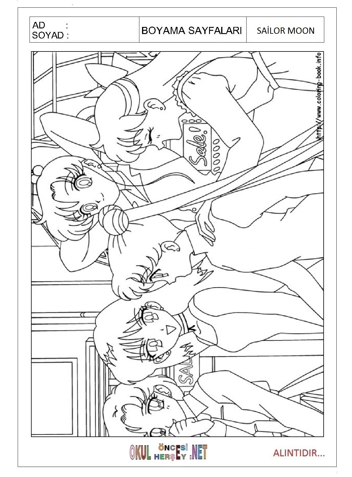 Çocuklar İçin Sailor Moon Boyama Sayfaları 