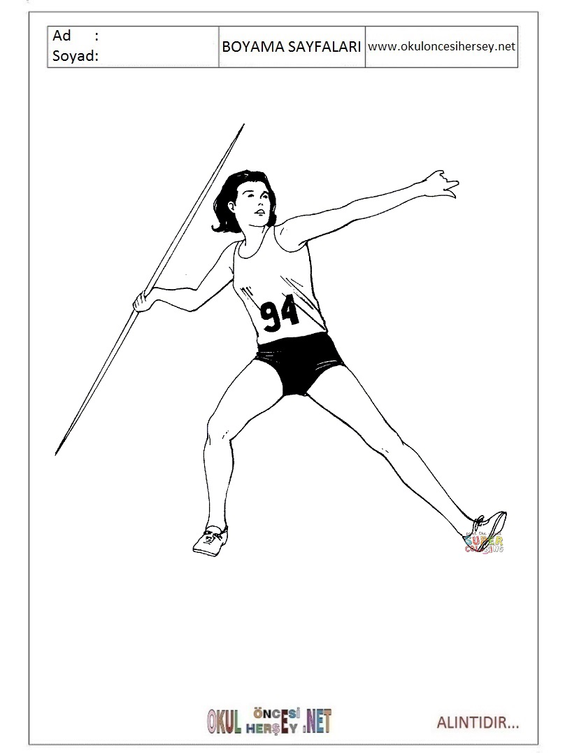 Çocuklar İçin Atletizm Boyama Sayfaları 