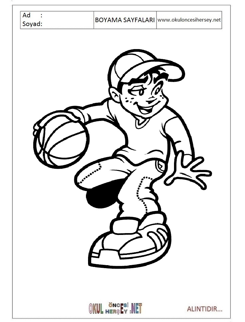 Çocuklar İçin Basketbol Boyama Sayfaları 