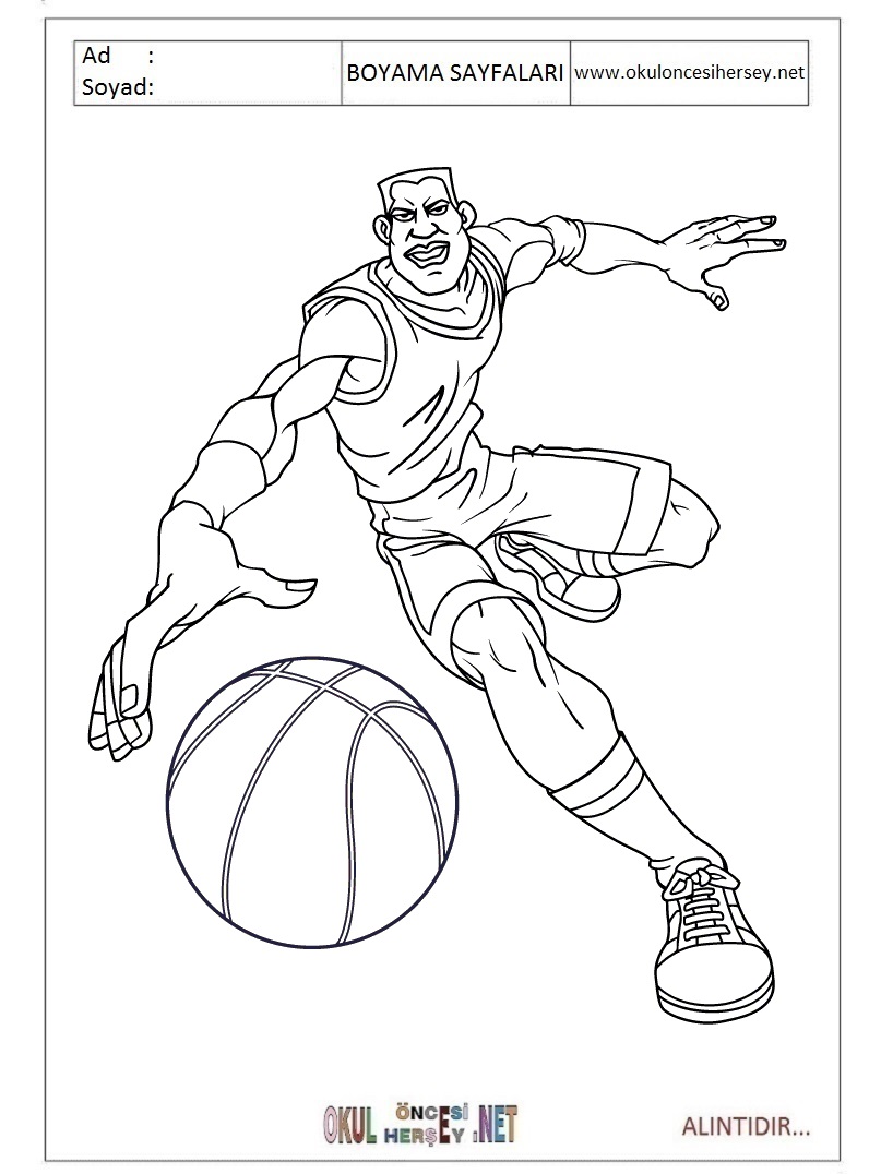 Çocuklar İçin Basketbol Boyama Sayfaları 