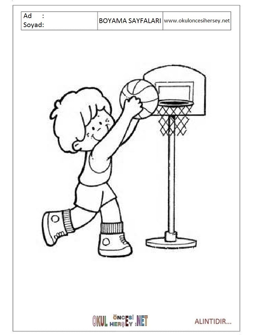 Çocuklar İçin Basketbol Boyama Sayfaları 