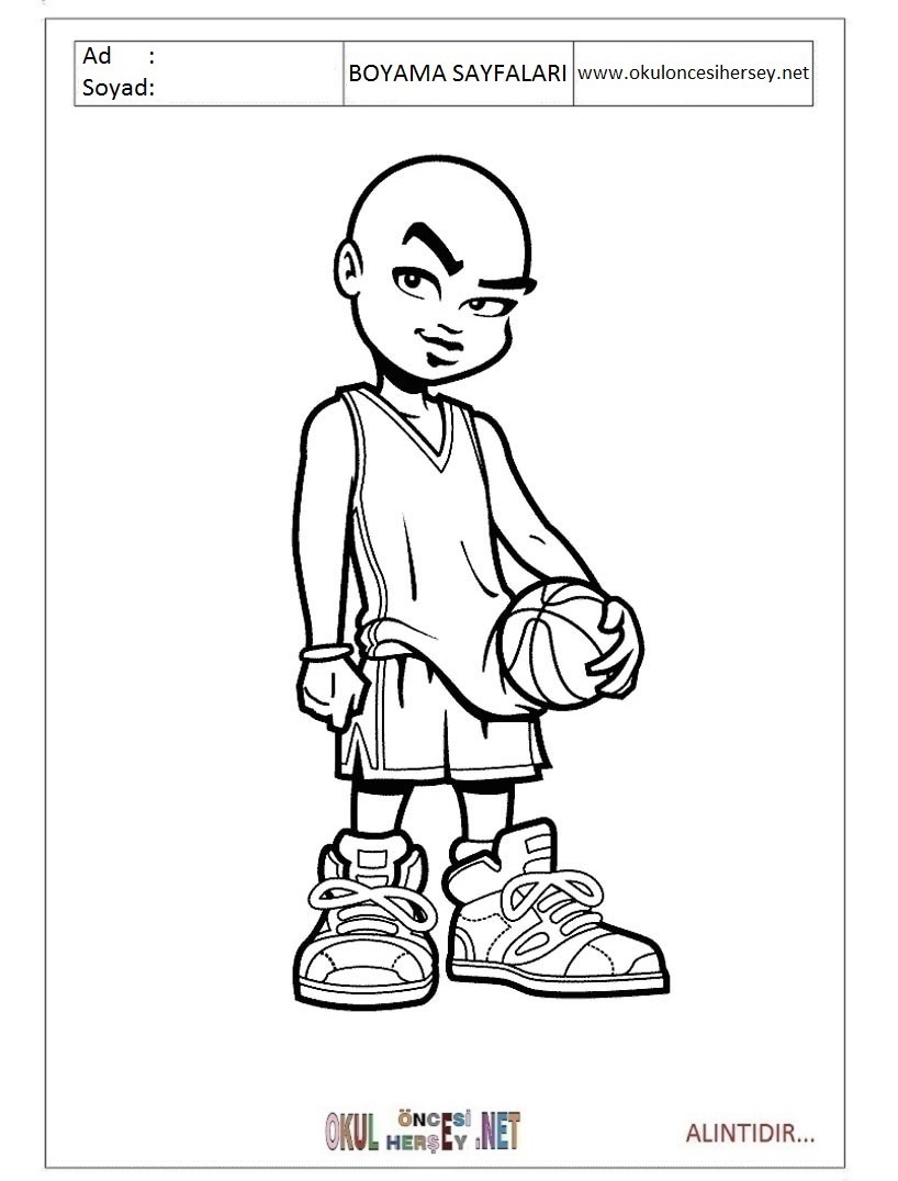Çocuklar İçin Basketbol Boyama Sayfaları 