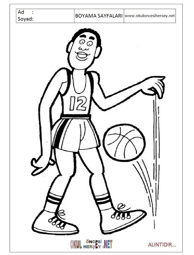 Çocuklar İçin Basketbol Boyama Sayfaları 