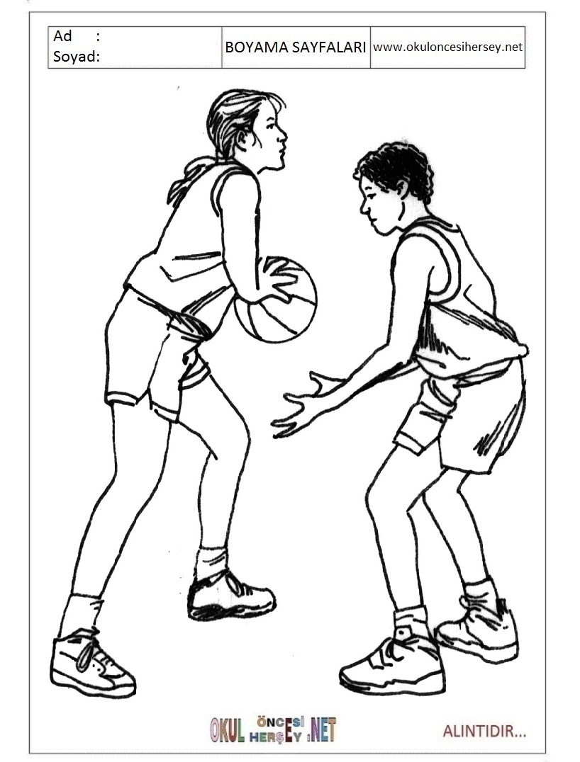 Çocuklar İçin Basketbol Boyama Sayfaları 