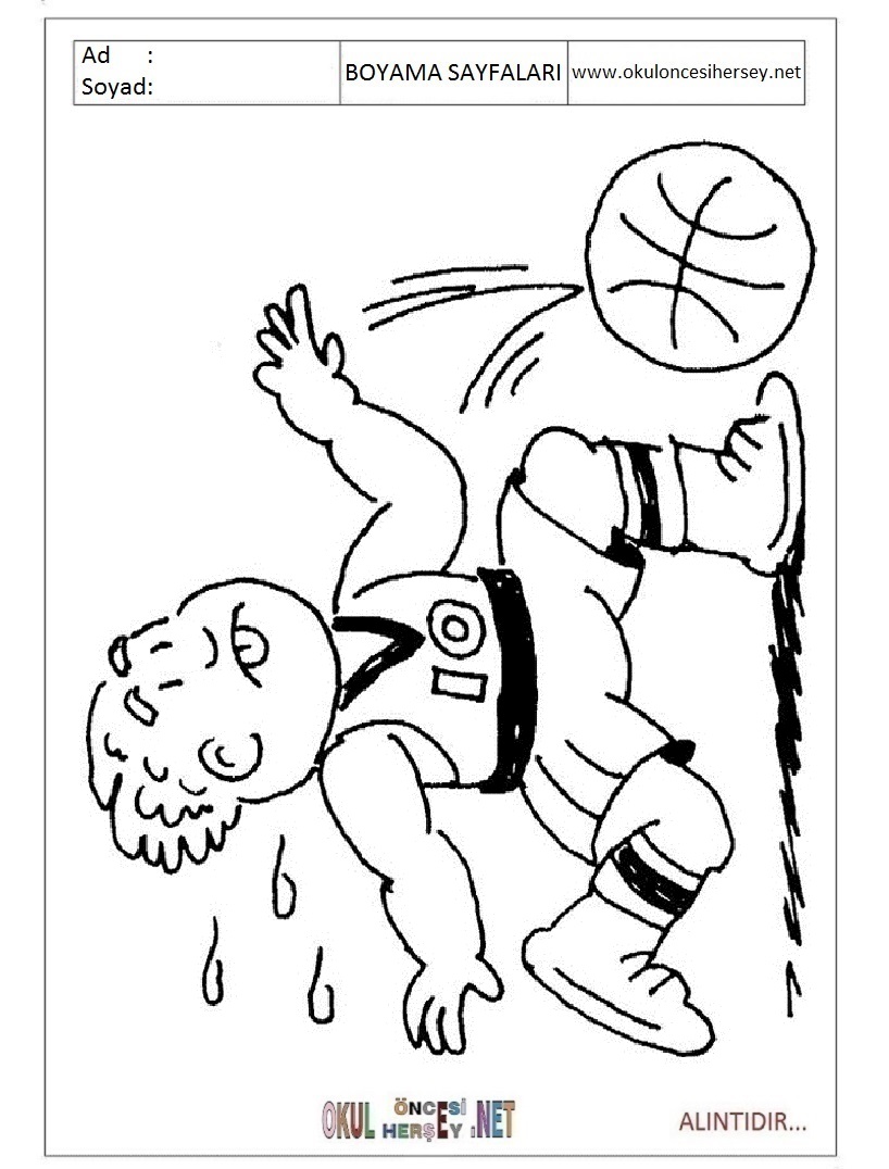Çocuklar İçin Basketbol Boyama Sayfaları 