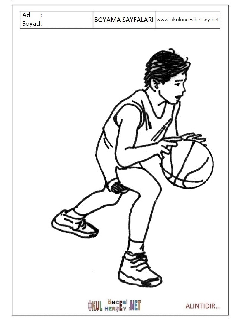 Çocuklar İçin Basketbol Boyama Sayfaları 