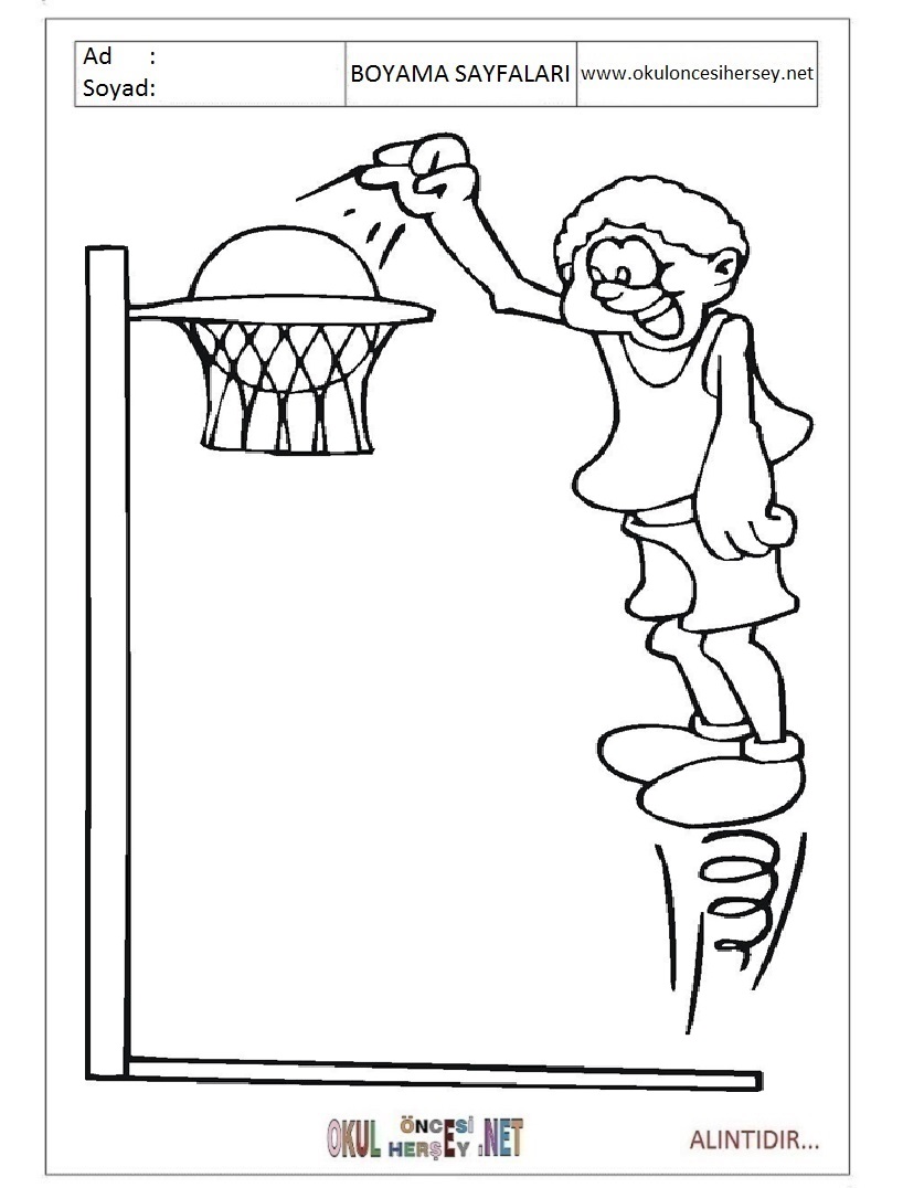 Çocuklar İçin Basketbol Boyama Sayfaları 