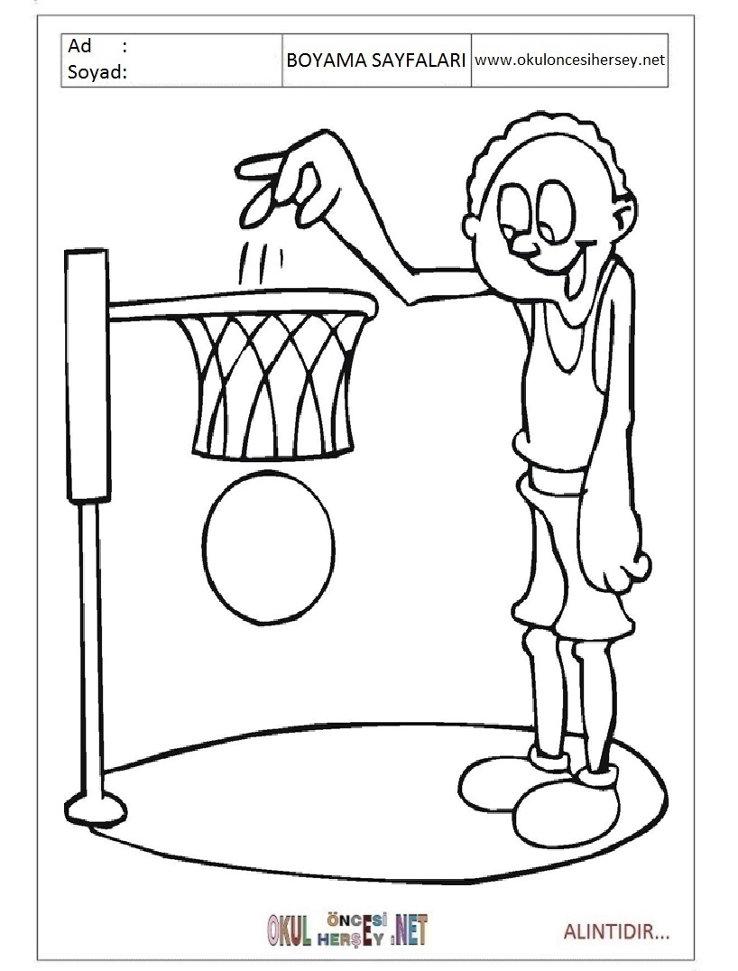 Çocuklar İçin Basketbol Boyama Sayfaları 