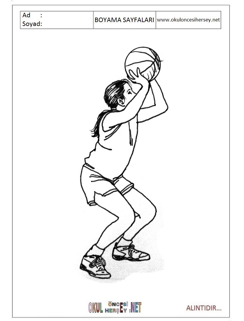 Çocuklar İçin Basketbol Boyama Sayfaları 