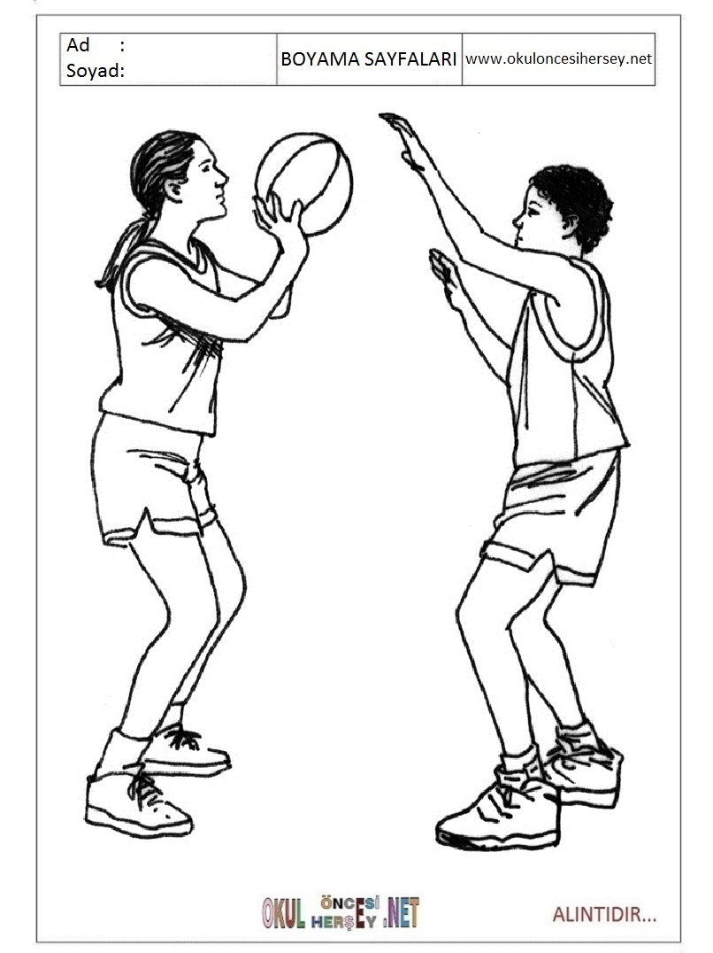 Çocuklar İçin Basketbol Boyama Sayfaları 