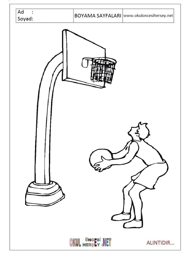 Çocuklar İçin Basketbol Boyama Sayfaları 