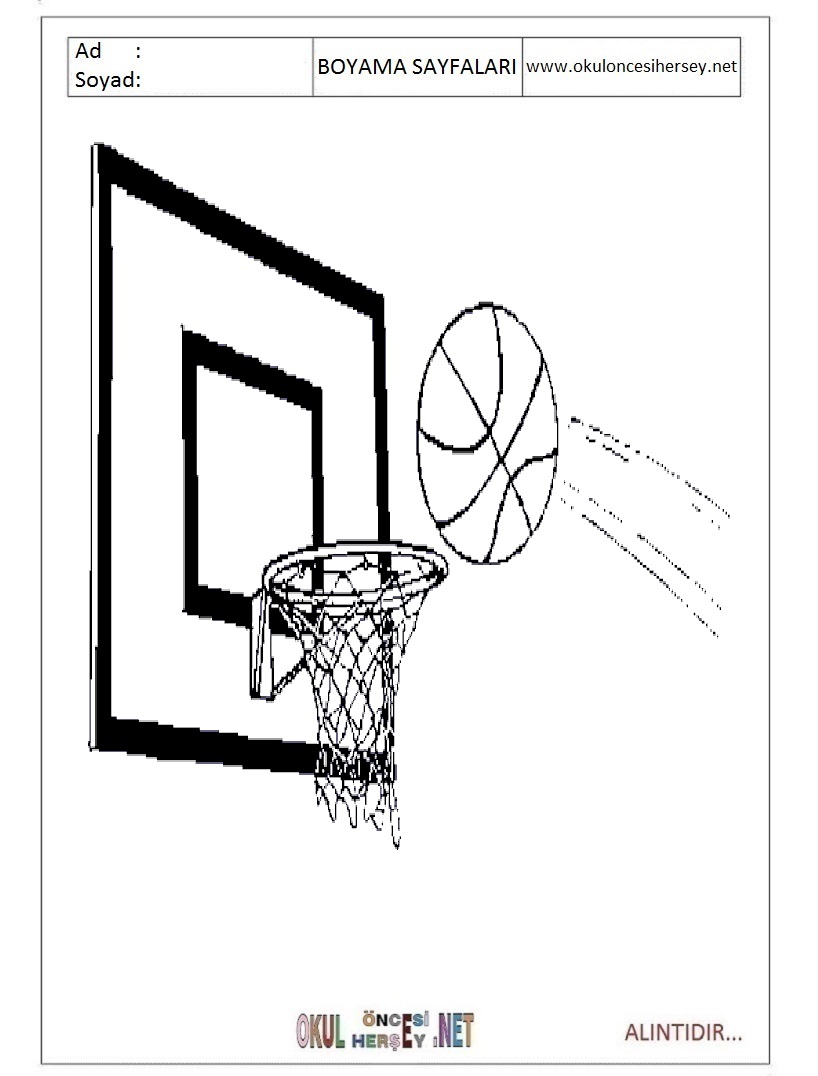 Çocuklar İçin Basketbol Boyama Sayfaları 