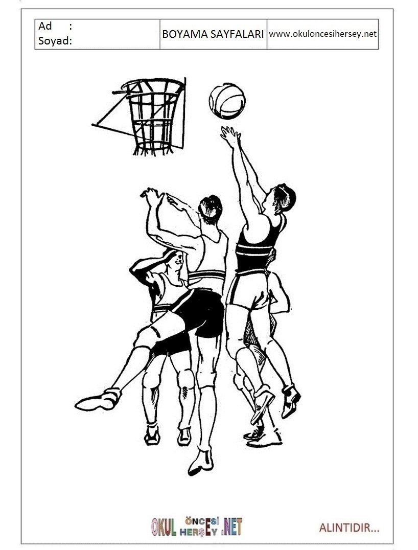 Çocuklar İçin Basketbol Boyama Sayfaları 