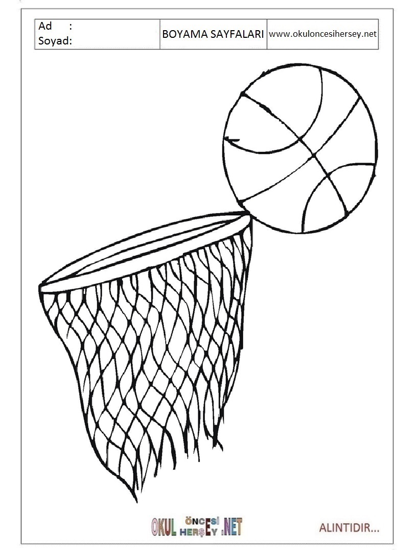 Çocuklar İçin Basketbol Boyama Sayfaları 