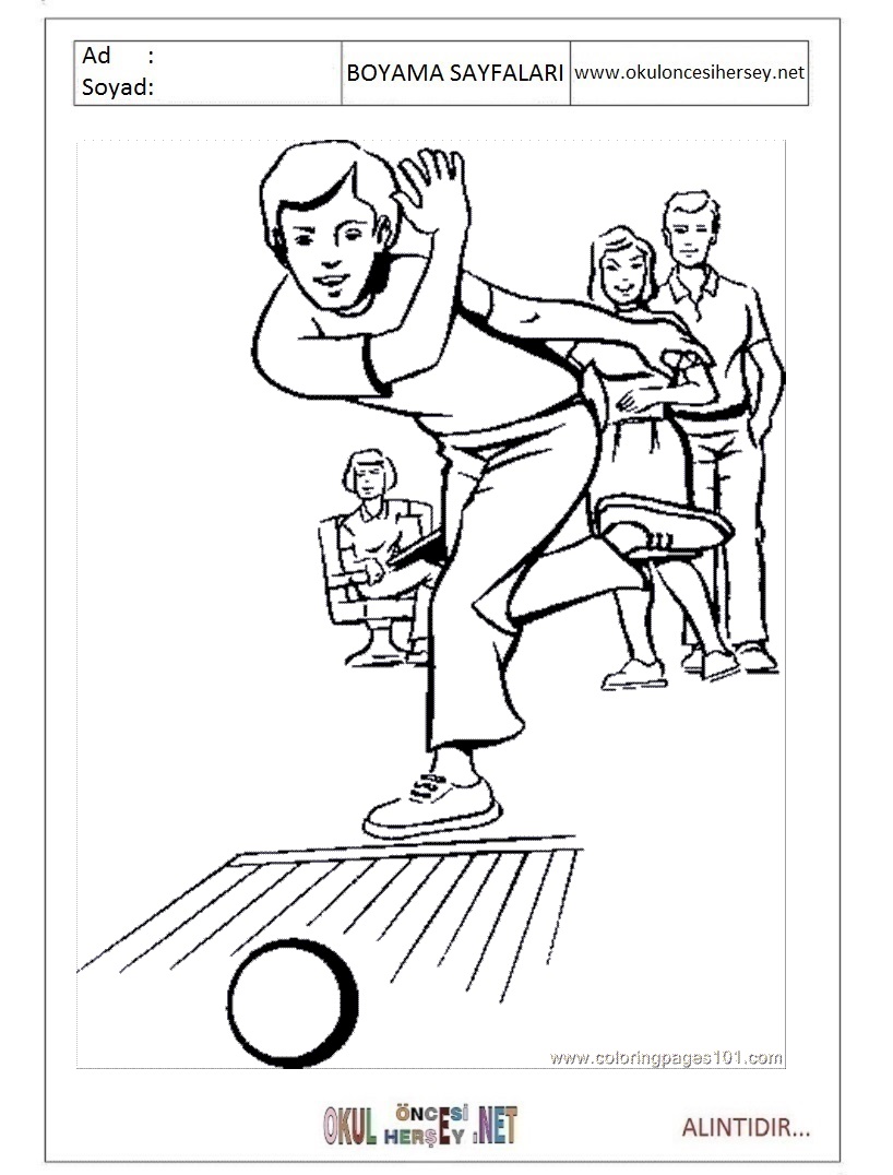 Çocuklar İçin Bowling Boyama Sayfaları 