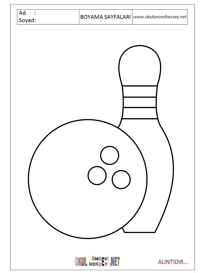 Çocuklar İçin Bowling Boyama Sayfaları 