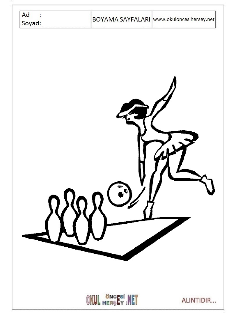 Çocuklar İçin Bowling Boyama Sayfaları 