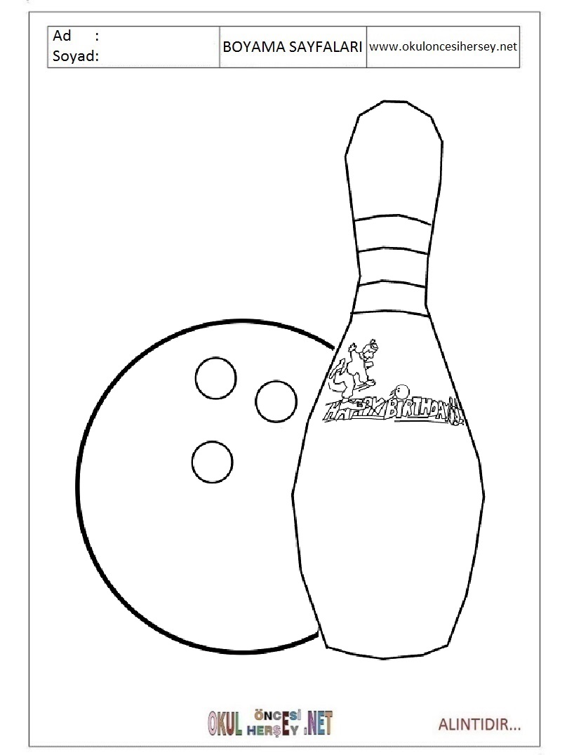 Çocuklar İçin Bowling Boyama Sayfaları 