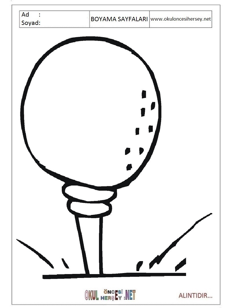 Çocuklar İçin Golf Boyama Sayfaları 