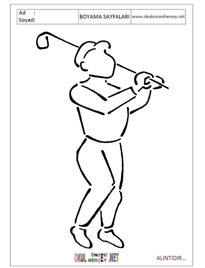 Çocuklar İçin Golf Boyama Sayfaları 